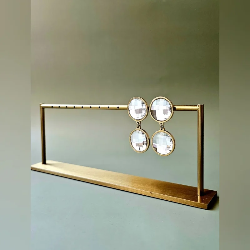 Naušnice Geometry Duo Crystal Gold - Image 2