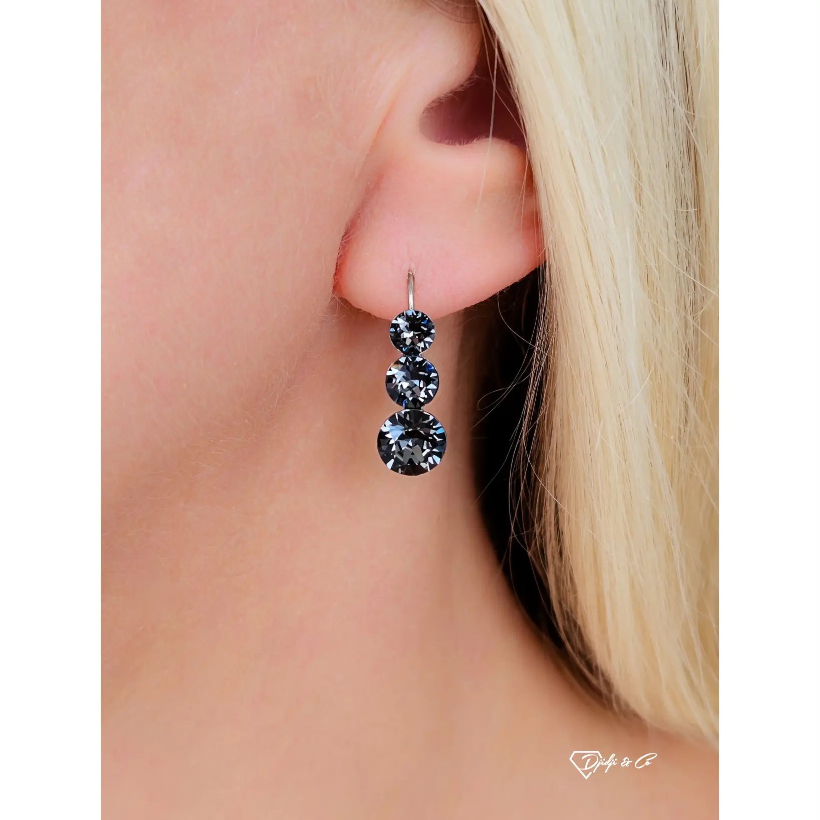 Naušnice Trio Silver Night K Long